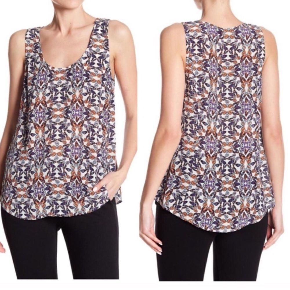 Joie 100% Silk Butterfly Print Tank Top Blouse Career XS